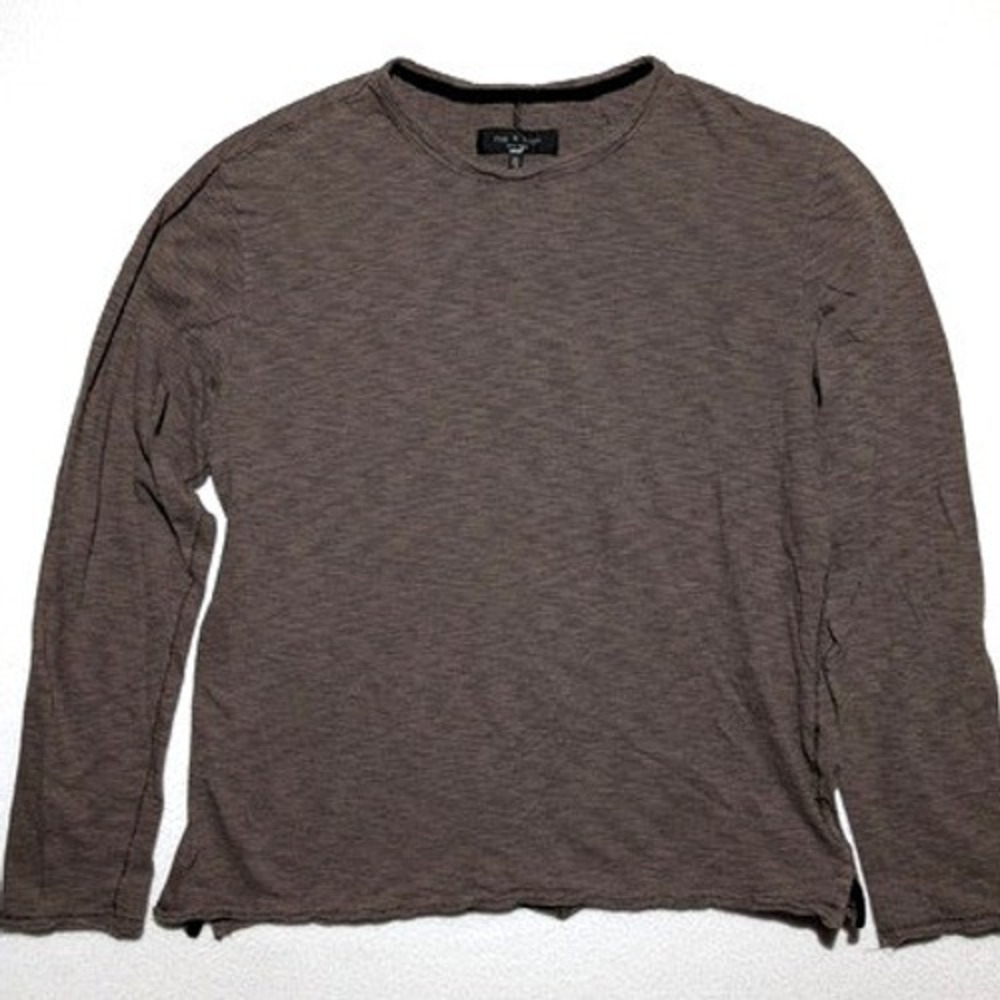 Rag & Bone Linen Blend Long Sleeve Shirt Brown Stripe Lightweight XL